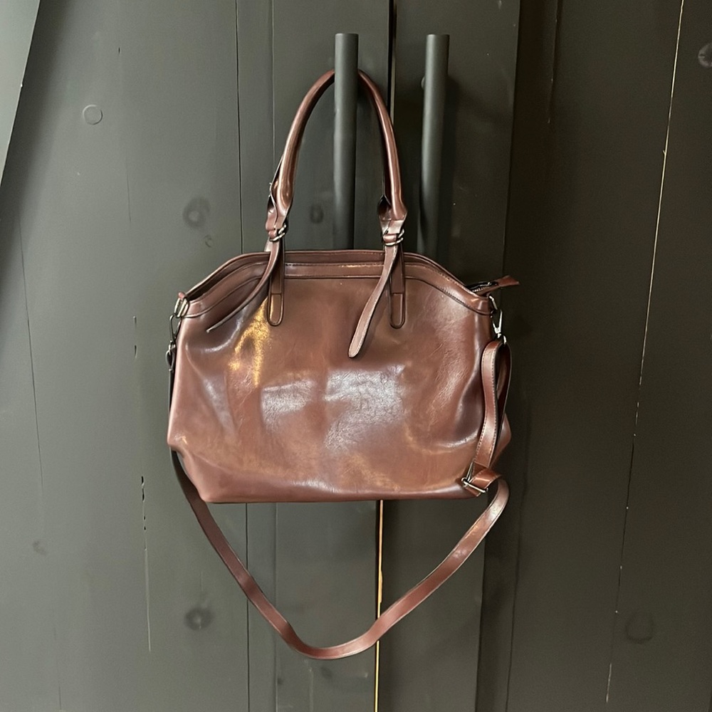 NWOT Maroon genuine leather bag